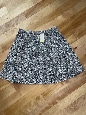 NWT BODEN Glorious British Style Black and White Floral A-Line Skirt size 16 18
